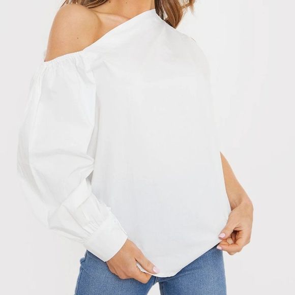 OOPS Tops - OOPS WOMEN'S WHITE ONE SHOULDER CUT OUT TOP